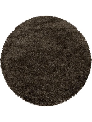 Carpettex Yuvarlak Halı Yumuşak Süpersoft Yüksek Tüylü 30 mm Hav Yüksekliğinde Düz Kahverengi Renkli Shaggy Halı