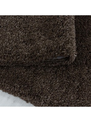 Carpettex Yuvarlak Halı Yumuşak Süpersoft Yüksek Tüylü 30 mm Hav Yüksekliğinde Düz Kahverengi Renkli Shaggy Halı