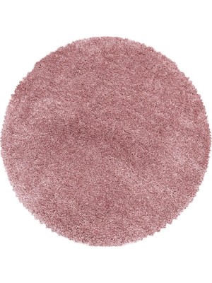 Carpettex Yuvarlak Halı Yumuşak Süpersoft Yüksek Tüylü 30 mm Hav Yüksekliğinde Düz Gül Kurusu Pembe Renkli Shaggy Halı