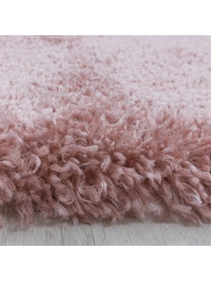 Carpettex Yuvarlak Halı Yumuşak Süpersoft Yüksek Tüylü 30 mm Hav Yüksekliğinde Düz Gül Kurusu Pembe Renkli Shaggy Halı