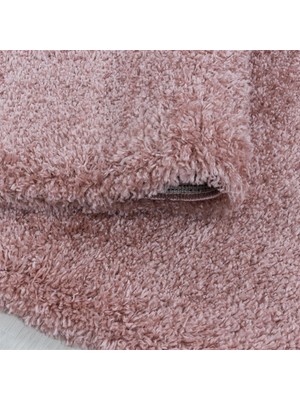 Carpettex Yuvarlak Halı Yumuşak Süpersoft Yüksek Tüylü 30 mm Hav Yüksekliğinde Düz Gül Kurusu Pembe Renkli Shaggy Halı