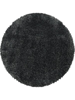 Carpettex Halı Yuvarlak Halı Yumuşak Süpersoft Yüksek Tüylü 30 mm Hav Yüksekliğinde Düz Gri Renkli Shaggy Halı