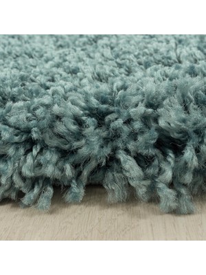 Carpettex Yumuşak Yüksek Havlı 30 mm Shaggy Salon Halısı Düz Aqua Pastel Mavi Renkli