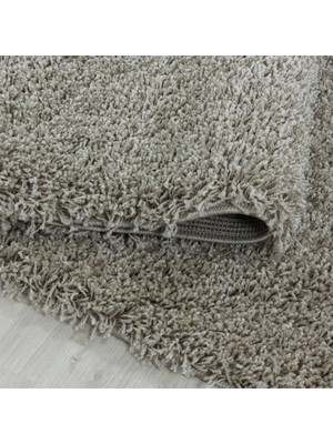 Carpettex Yumuşak Yüksek Havlı 30 mm Shaggy Salon Halısı Düz Gümüş Boz Toprak Renkli