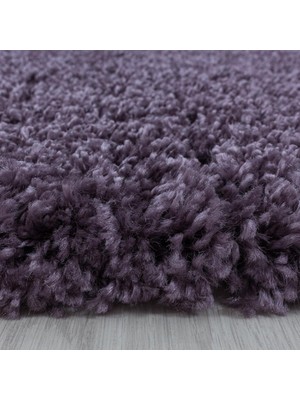 Carpettex Yumuşak Yüksek Havlı 30 mm Shaggy Salon Halısı Düz Mor Lila Renkli