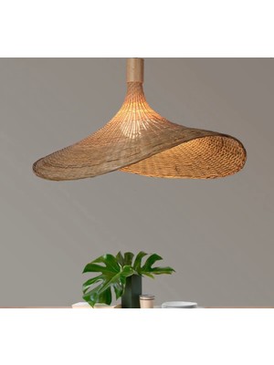 Buiva Modern Nordic Tasarım Bamboo Avize Hasır Avize 1.sınıf 300MM Çap Naturel Ferahlık Katar