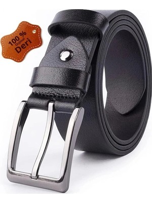 Bosskan Hakiki Deri Kot Kumaş Kanvas Pantolona Uyumlu Kemer