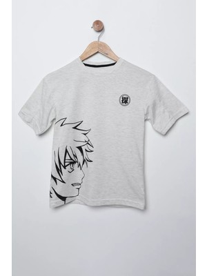 Julude Taş Baskılı Bisiklet Yaka Erkek Çocuk Tişört P-00009739