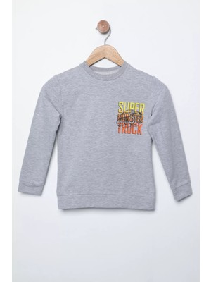 Julude Gri Super Monster Truck Baskılı Erkek Çocuk Tişört P-00009752