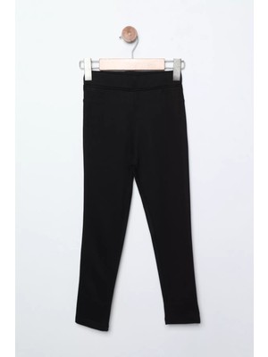 Julude Siyah Beli Lastikli Yüksek Bel Kız Çocuk Tayt Pantolon P-00009740