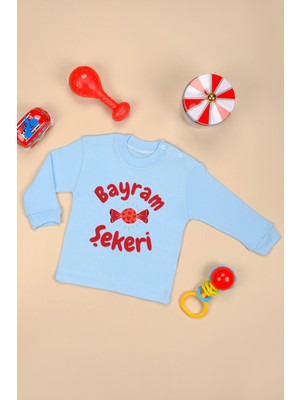 Bebe Tospik Uzun Kollu Bayram Şekeri Baskılı Omuz Çıt Çıt Zıbın