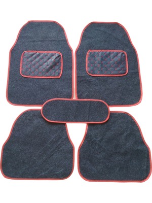 Rs Auto Aksesuar Universal Uyumlu Kırmızı Kapitone Topuk Destekli  Oto Halı Paspas