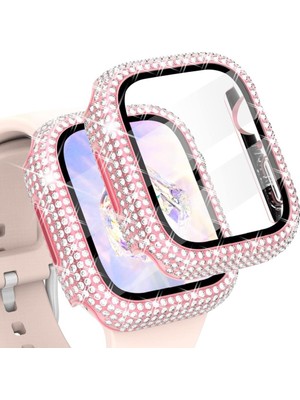 MobaxAksesuar Apple Watch 40mm Full Kenar Taşlı Sert PC Kasa Ve Ekran Koruyucu