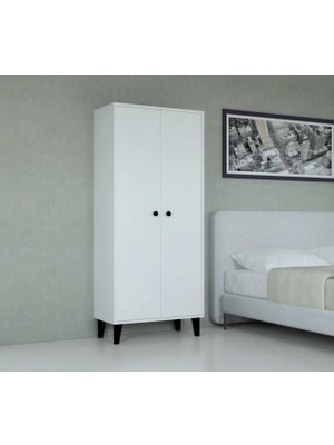 Duof 68 x 165 cm 2 Kapaklı Çok Kullanışlı Dolap  - Mdf Beyaz 1. Sınıf % 100 Mdf