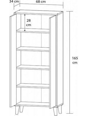 Duof 68 x 165 cm 2 Kapaklı Çok Kullanışlı Dolap  - Mdf Beyaz 1. Sınıf % 100 Mdf