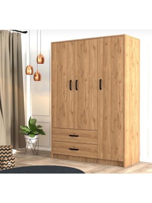 Duof 120 x 181 cm 3 Kapaklı Elbise Dolabı - Mdf Atlantik Çam   Mdf