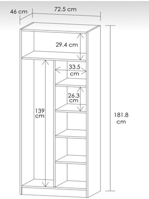 Duof 72 x 181 cm 2 Kapaklı Elbise Dolabı - Mdf Beyaz   Mdf