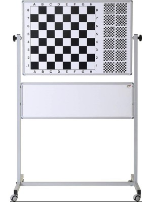 Panda 110 x 100 cm Tekerlekli Ayaklı Eğitimli Manyetik Satranç Tahtası ile Manyetik Satranç Taşları Seti