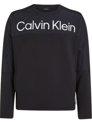 Calvin Klein Siyah Erkek Bisiklet Yaka Standart Fit Sweatshirt 00GMS4W338BAE-PW - Pullover