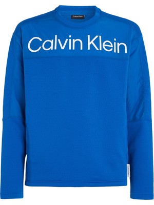 Calvin Klein Mavi Erkek Bisiklet Yaka Standart Fit Sweatshirt 00GMS4W338CGN-PW - Pullover