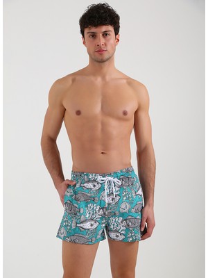 Whitefin Yeşil Erkek Şort Mayo White Fish