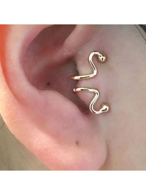 Mingjin Shop2 Siyah2 Tek Sahte Kulak Klipsi Manşet Benzersiz Tragus Piercing Küpe Kadınlar Için Olmayan Delici Klip Küpe Takı Kadın (Yurt Dışından)