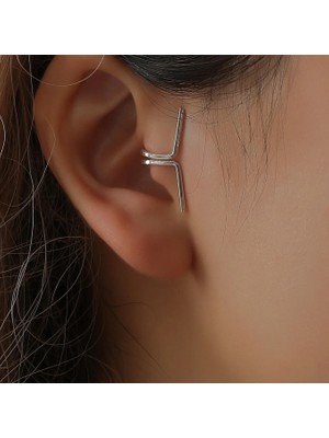 Mingjin Shop2 Siyah2 Tek Sahte Kulak Klipsi Manşet Benzersiz Tragus Piercing Küpe Kadınlar Için Olmayan Delici Klip Küpe Takı Kadın (Yurt Dışından)