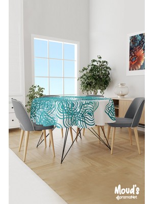 Moud's Semilo Desenli Yuvarlak Süet Dertsiz Masa Örtüsü