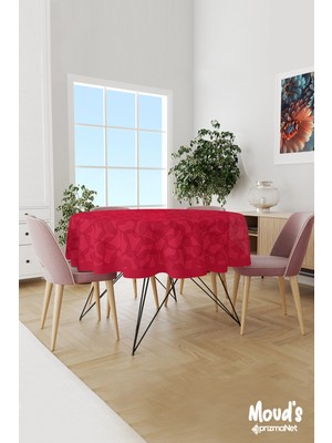 Moud's Kalpler Desenli Yuvarlak Süet Dertsiz Masa Örtüsü