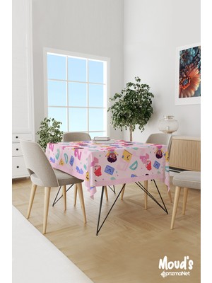 Moud's Minik Öğrenciler ve Sayılar Desenli Süet Dertsiz Masa Örtüsü