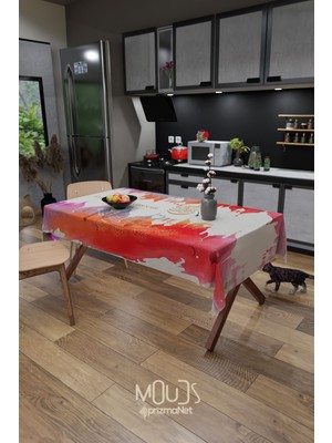 Moud's Turuncu Ramazan Kerim Desenli Süet Kumaş Dertsiz Masa Örtüsü Kare ve Dikdörtgen Ramadan