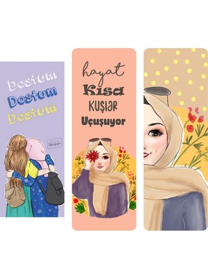 Fatofotofan Kapalı Kız Kitap Ayracı 3'lü Set