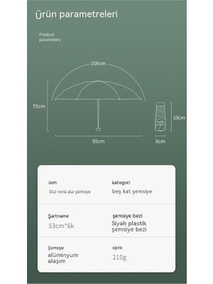 Tadibabas Lbw Mini Taşınabilir Kadın Katlanır Güneş Koruyucu Şemsiye - Açık Mavi (Yurt Dışından)