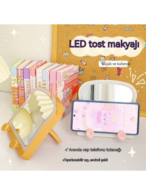 Roiphe Yaratıcı LED Makyaj Aynası Tost Ekmeği Şekli Dolum Aynası (Yurt Dışından)