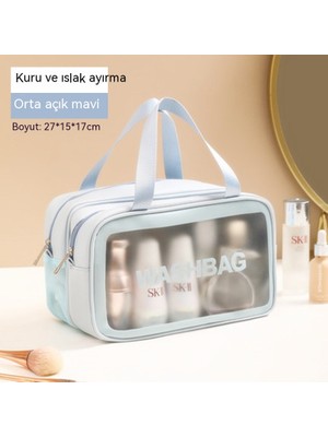 FastDeal Store Pvc Su Geçirmez Yıkama Torbası Seyahat Taşınabilir Kozmetik Saklama Çantası Büyük Kapasiteli Şeffaf Kozmetik Çantası Kadın (Yurt Dışından)