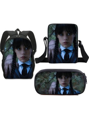 Yuying Shop No.12 Tarzı Et Çarşamba Addams Sırt Çantası Crossbody Çanta Kalem Kutusu Öğrenci Erkek Kız Cosplay Nevermore Akademisi Schoolbag Dizüstü Sırt Çantası (Yurt Dışından)