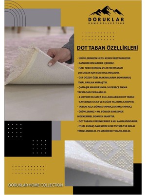 Doruklar Home Collection Kaymaz Tabanlı Yıkanabilir Kitchen Rules Desenli Dot Taban Halı