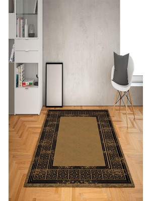 Doruklar Home Collection Kaymaz Tabanlı Yıkanabilir Geometrik Çerçeve Desenli Dot Taban Halı