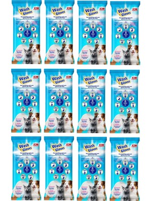 Bio Pet Active Wash Gloves Kuru Yıkama ve Bakım Kesesi 8 Li  x 12 Paket