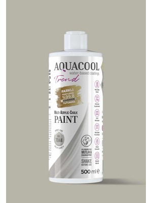 Aquacool Trend Akrilik Hobi Boya 500 ml Su Bazlı Hibrit Dönüşüm Boyası Ral 7044 Ipek Gri