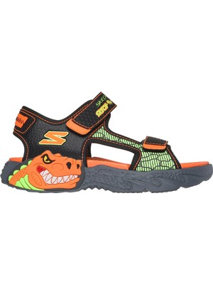 Skechers Creature - Splash Çocuk Sandalet 400614L Bkor Siyah - Turuncu Renkli Hafif Yapı