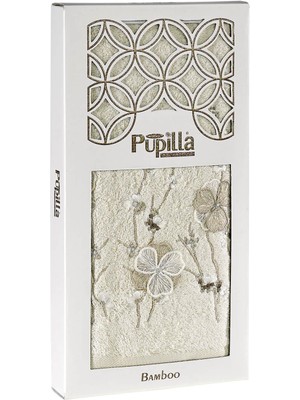 Pupilla Collection Lizaro 50*90 Bambu 3 Boyutlu Nakışlı Yüz Havlusu (Kutulu) - Bej