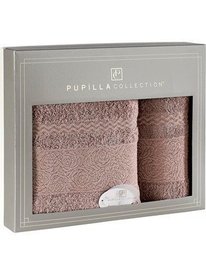 Pupilla Collection Güldeste Bambu 2'li Banyo Havlu Seti (50*90+70*140) - Mürdüm