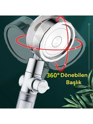 Yavuz Group Gökkuşağı Turbo Basınçlı Ayarlanabilir Star Stop Tuş Su Tasarrufu 360 Döner Duş Başlığı