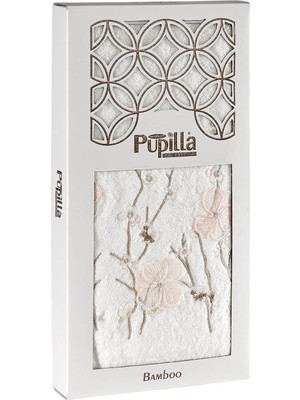 Pupilla Collection Lizaro 50*90 Bambu 3 Boyutlu Nakışlı Yüz Havlusu (Kutulu) - Krem