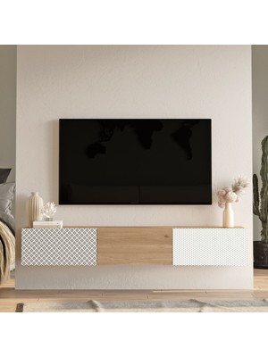 Yurudesign Crea Tv Ünitesi Uv Baskı 180CM Sepet-Beyaz Ca2-Swu