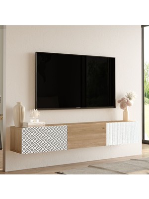 Yurudesign Crea Tv Ünitesi Uv Baskı 180CM Sepet-Beyaz Ca2-Swu