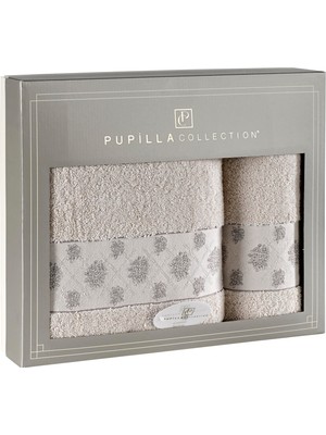 Pupilla Collection Lavanta  Pamuk 2'li Banyo Havlu Seti (50*90+70*140) Kalın Bordür - Pudra