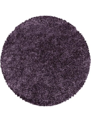 Carpettex Yuvarlak Halı Yumuşak Yüksek Havlı 30 mm Shaggy Salon Halısı Düz Mor Lila Renkli