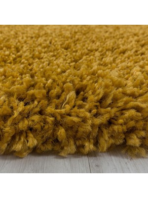 Carpettex Halı Yuvarlak Halı Yumuşak Yüksek Havlı 30 mm Shaggy Salon Halısı Düz Altın Gold Dore Renkli